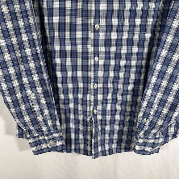 J Crew Shirt Men's Large Blue White Plaid Button Up Long Sleeve Tailored - Picture 3 of 11